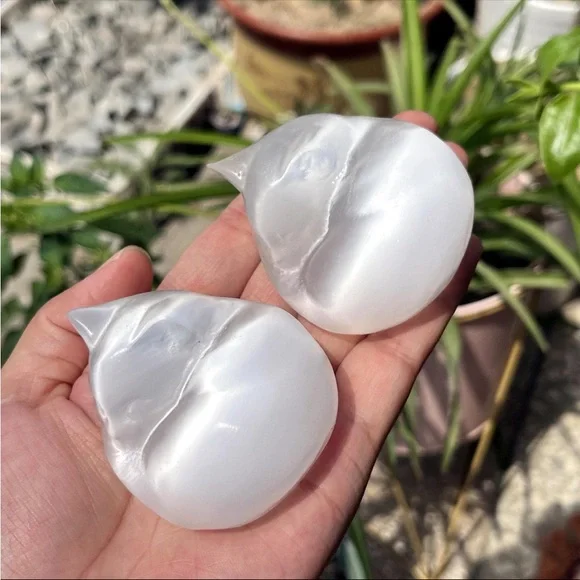 Selenite Sleeping Cat | Crystal Carving | Approx. 2” - Picture 2 of 2